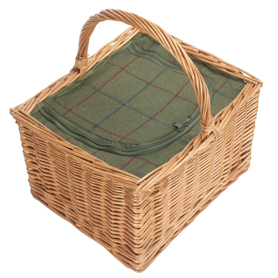 image 1 of Wicker Butchers Basket with Zipped Cooler Bag