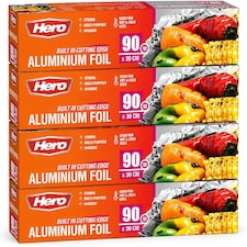 Hero Strong Kitchen Foil Roll 90m x 300mm – Premium Aluminium Foil with Easy Cutter Dispenser | Non-Stick Foil for Cooking, Baking, BBQ & Food Wrapping
