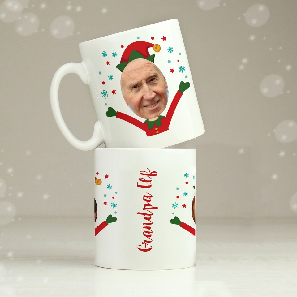 image 1 of Personalised Photo Upload Christmas Elf Mug White