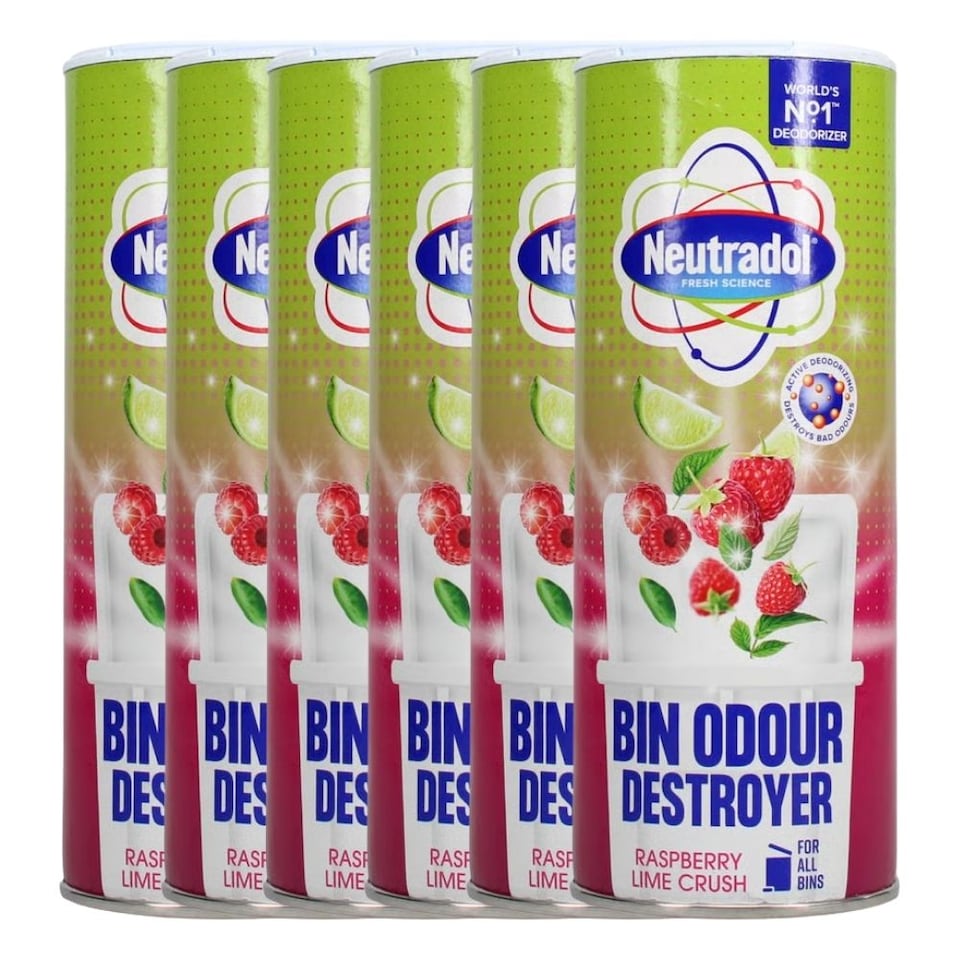 image 1 of Neutradol Odour Destroyer Dustbin Powder Raspberry Lime Crush 350g | Red | 3 - Red | 3