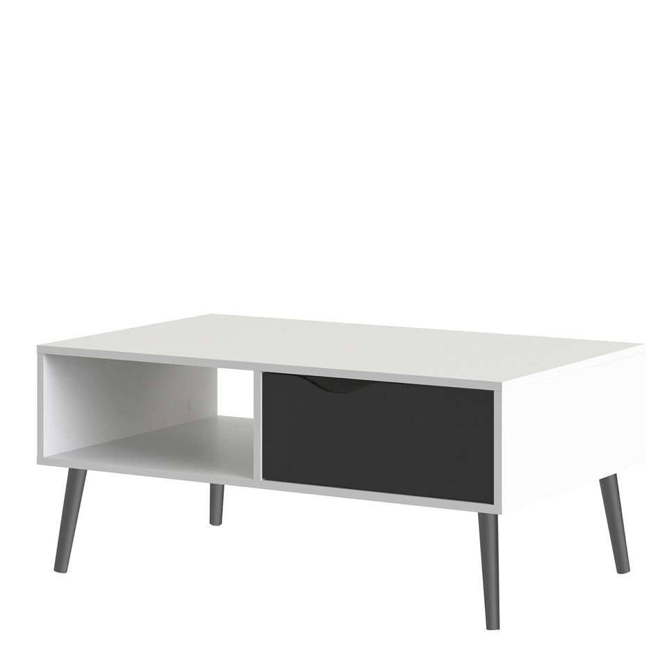 image 1 of Oslo Coffee Table 1 Drawer 1 Shelf in White and Black Matt