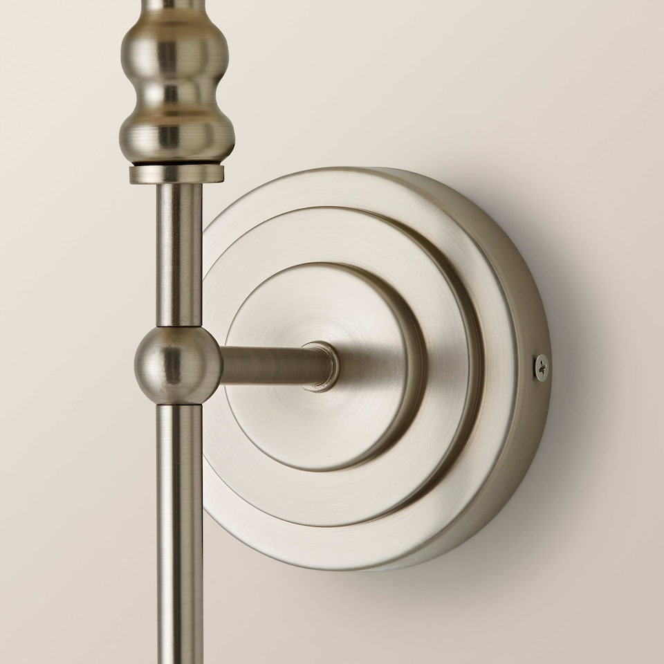 image 1 of ValueLights Maggie Linen Shade Chrome Candlestick Wall Light | Chrome