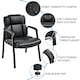 image 4 of Yaheetech Set of 2 Faux Leather Office Guest Chairs Black Black