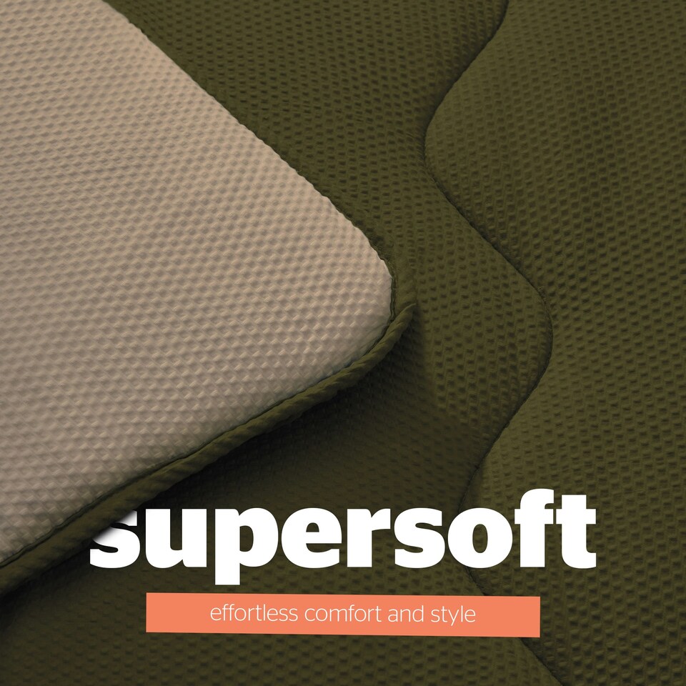 image 1 of Silentnight 10.5 Tog Seersucker Coverless Duvet and Pillowcase Set N/A | Olive/Natural | King