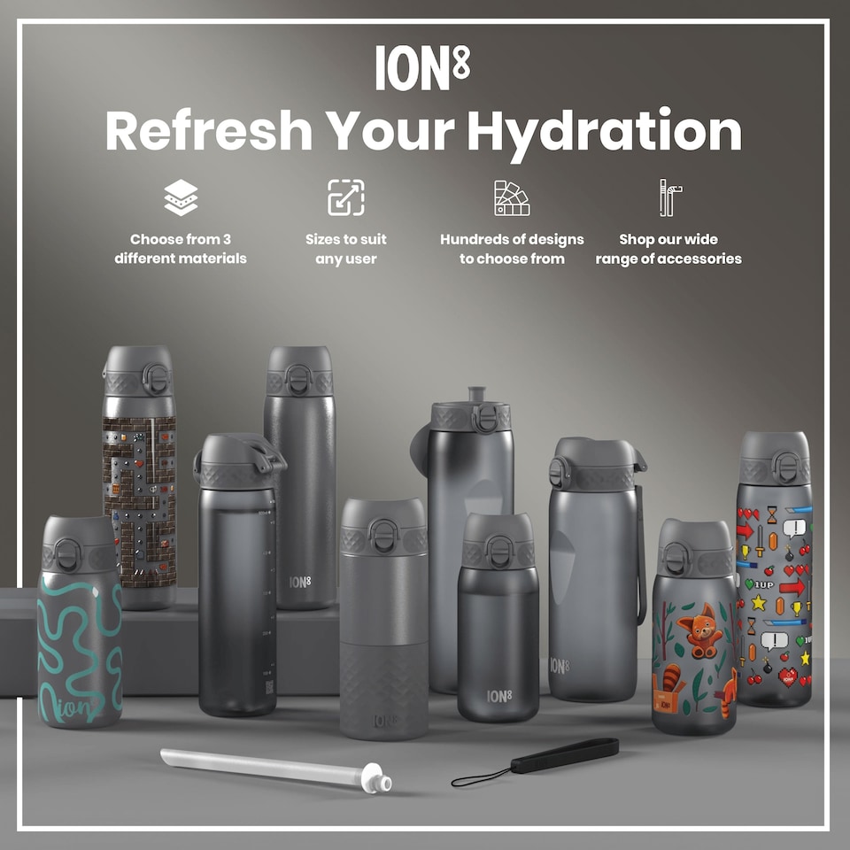 image 1 of Leak Proof Slim Water Bottle, BPA Free, 500ml (18oz) | Grey | Gamer | One Size