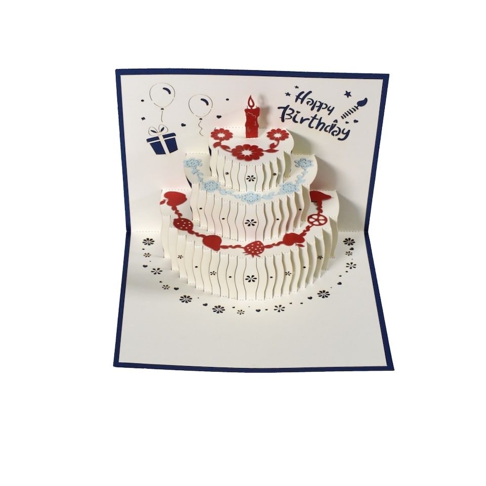 image 1 of Blue Fruit Cake Design 3D Pop Up Birthday Card