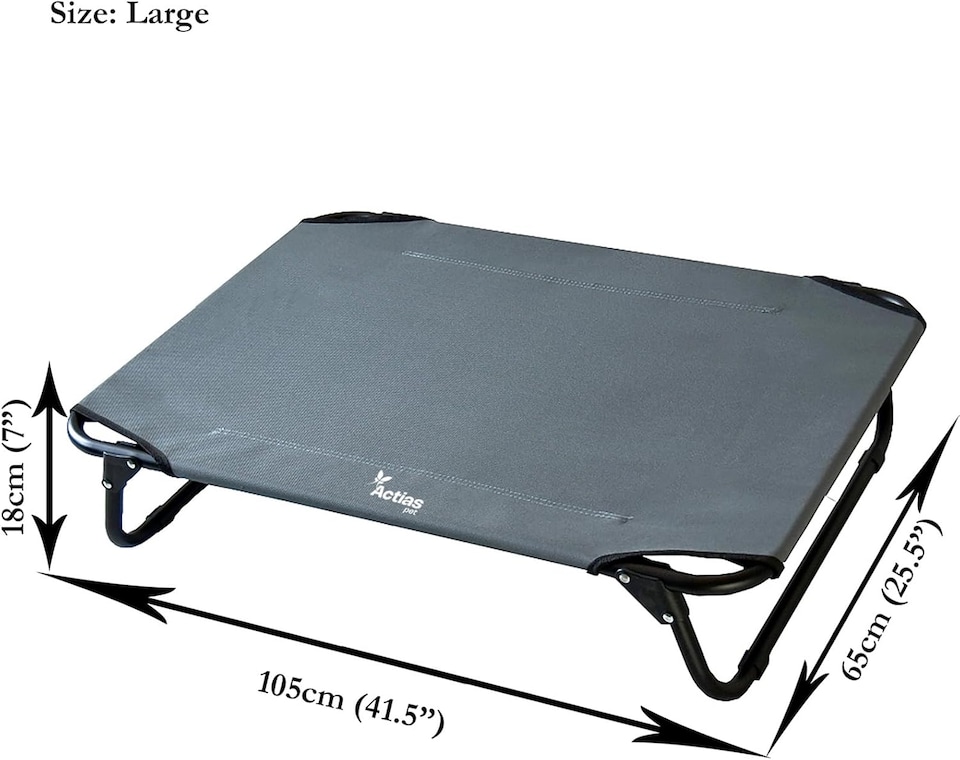 image 1 of Actiaspet Elevated Folding Dog Bed Indoor Outdoor Pet Cot Steel Frame (Grey, Large)