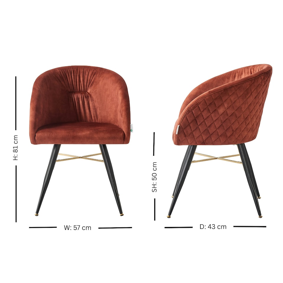 image 1 of Set of 4 Vittorio Velvet Dining Chairs with Black Metal Legs, Quilted Design Modern Accent Chair | Red