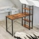 image 3 of 97CM Wide Computer Desk With 3 Shelves Rustic Brown Brown