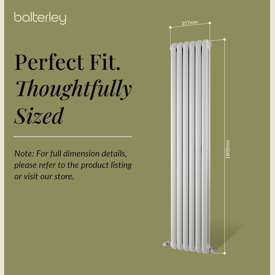 image 1 of Aspire Vertical Double Panel Radiator 1800mm x 383mm - Gloss White | White | Gloss White | 1