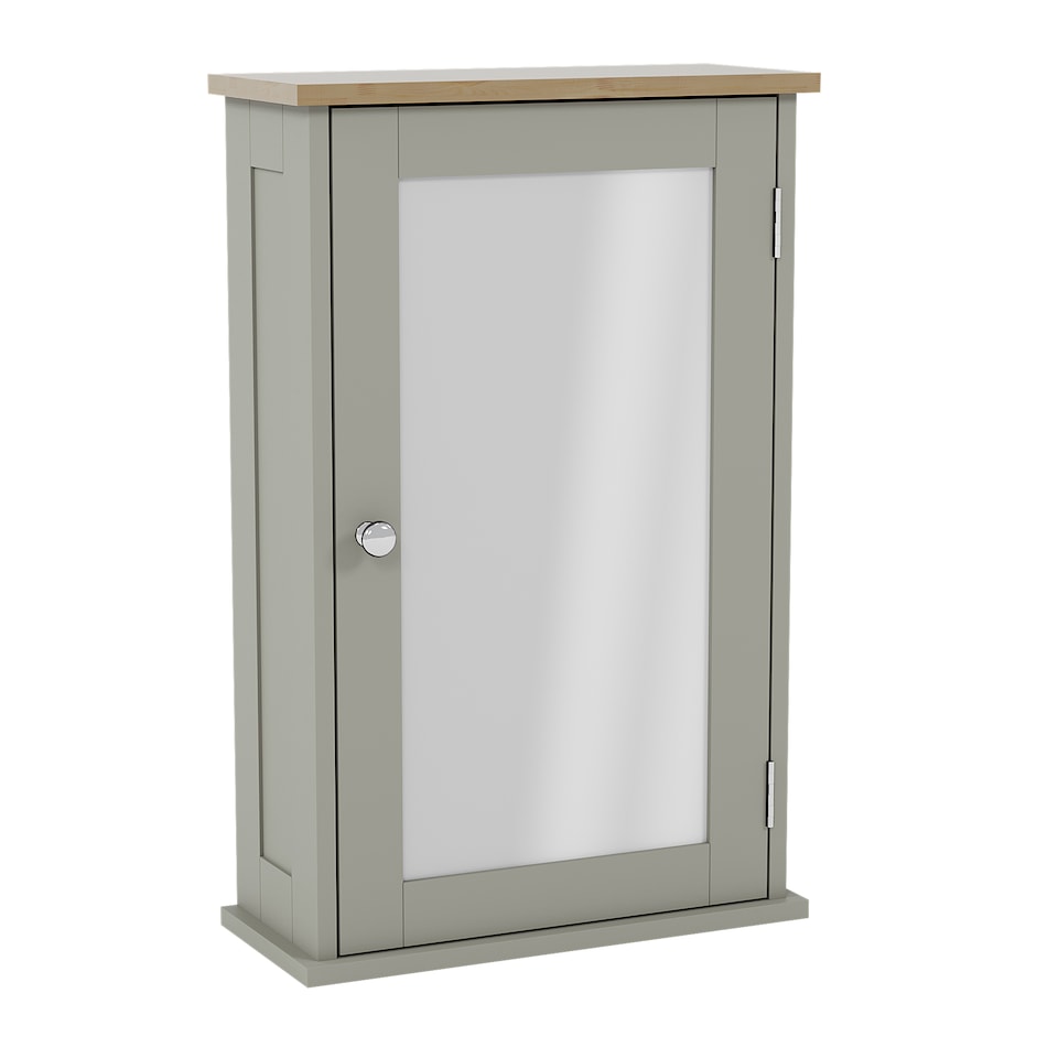 image 1 of Bath Vida Priano 1 Door Mirrored Wall Mounted Bathroom Cabinet, Grey & Oak | Grey | Grey & Oak | 1