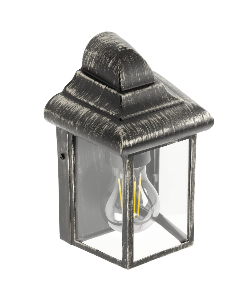 image 1 of CGC Lighting Camila Antique Bronze Outdoor Wall Lantern Clear Glass Diffuser | Black | Black and Bronze | Height: 22.5 cm, Width: 14.5 cm, Depth: 11.5 cm