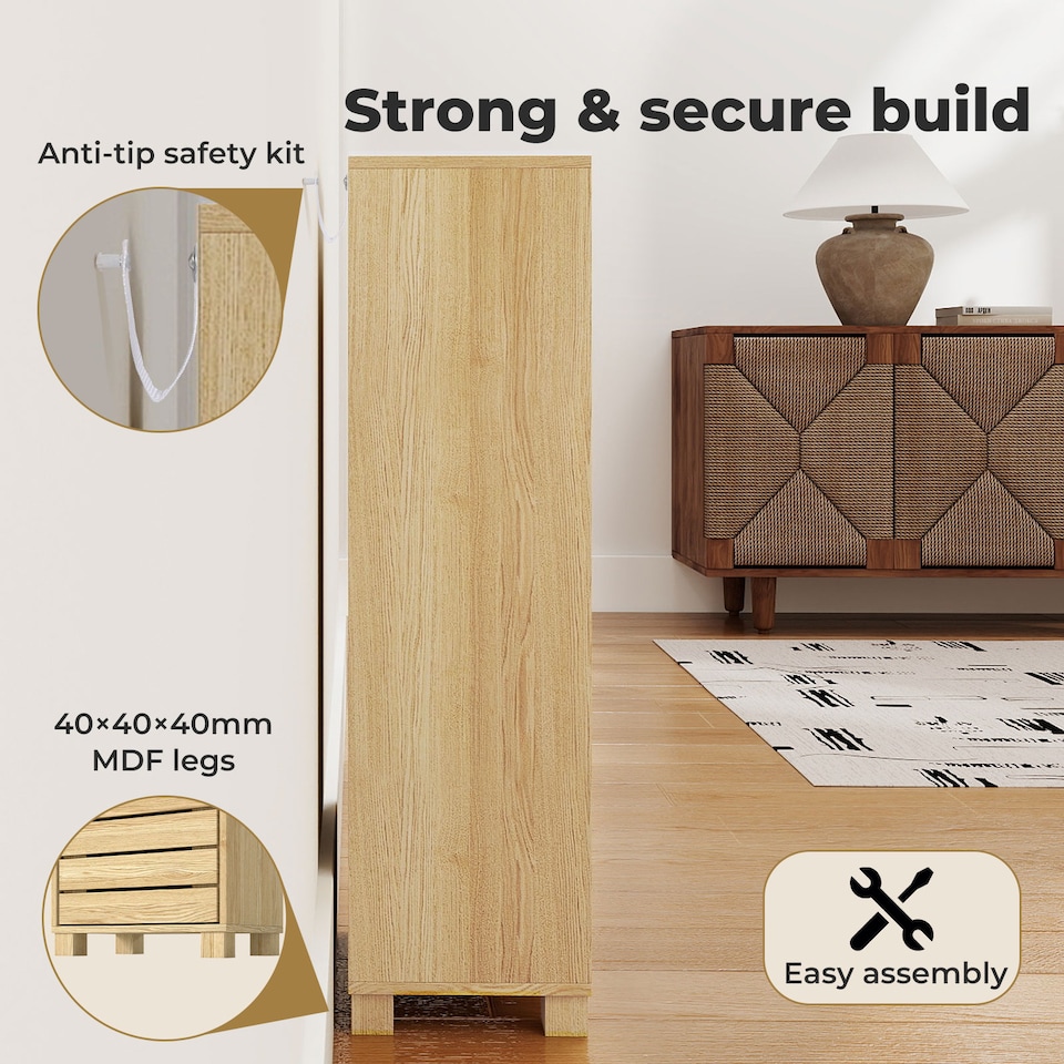 image 1 of Levede Bathroom Storage Cabinet Handleless Wood Floor Shelf Unit Cupboard