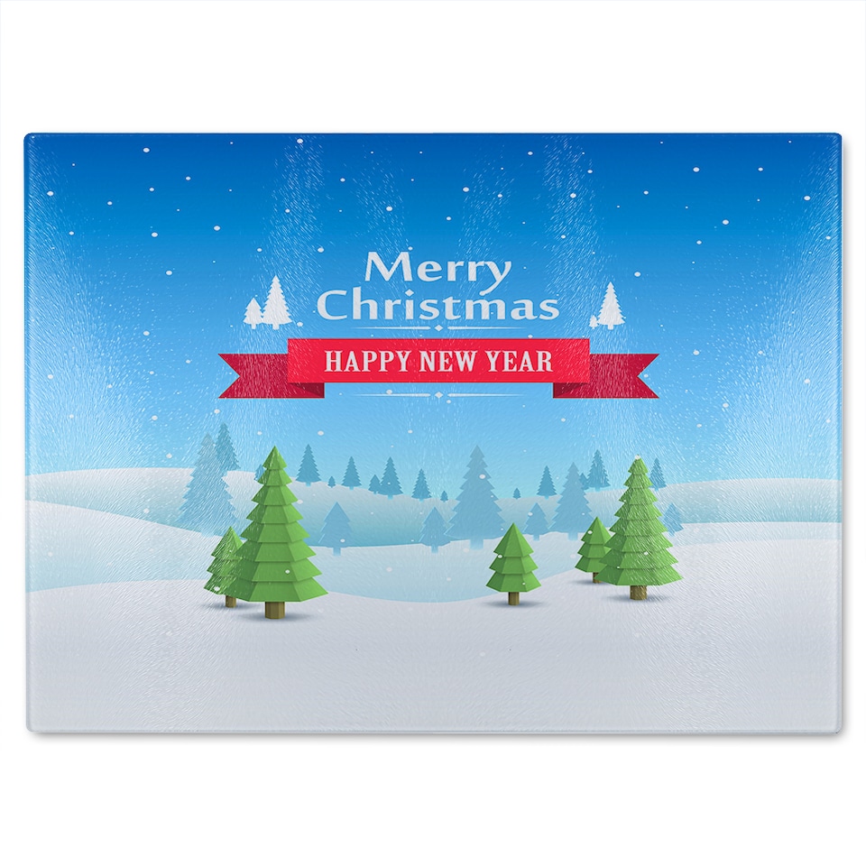 image 1 of Merry Christmas Cover Art Dining Glass Chopping Board | Multi