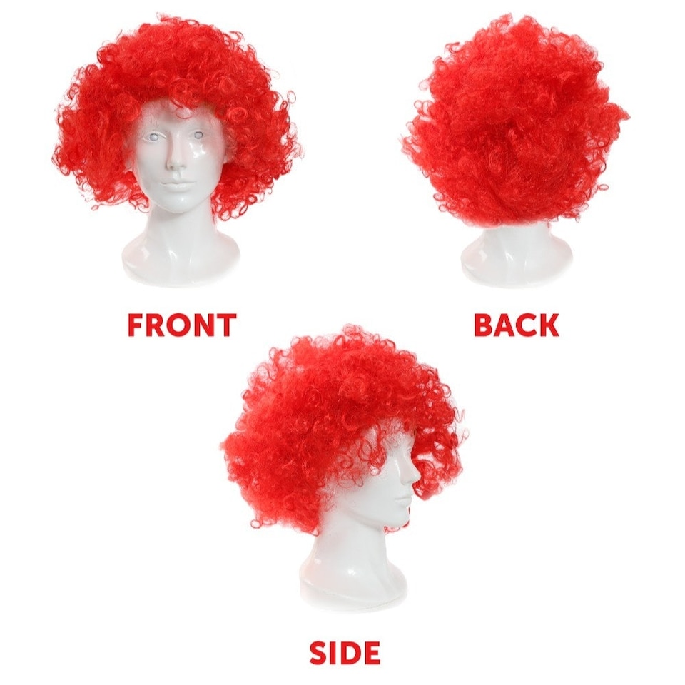 image 1 of 3 Piece Red Set - Red Nose, Curly Wig & Sequin Bow Tie Red | One Size