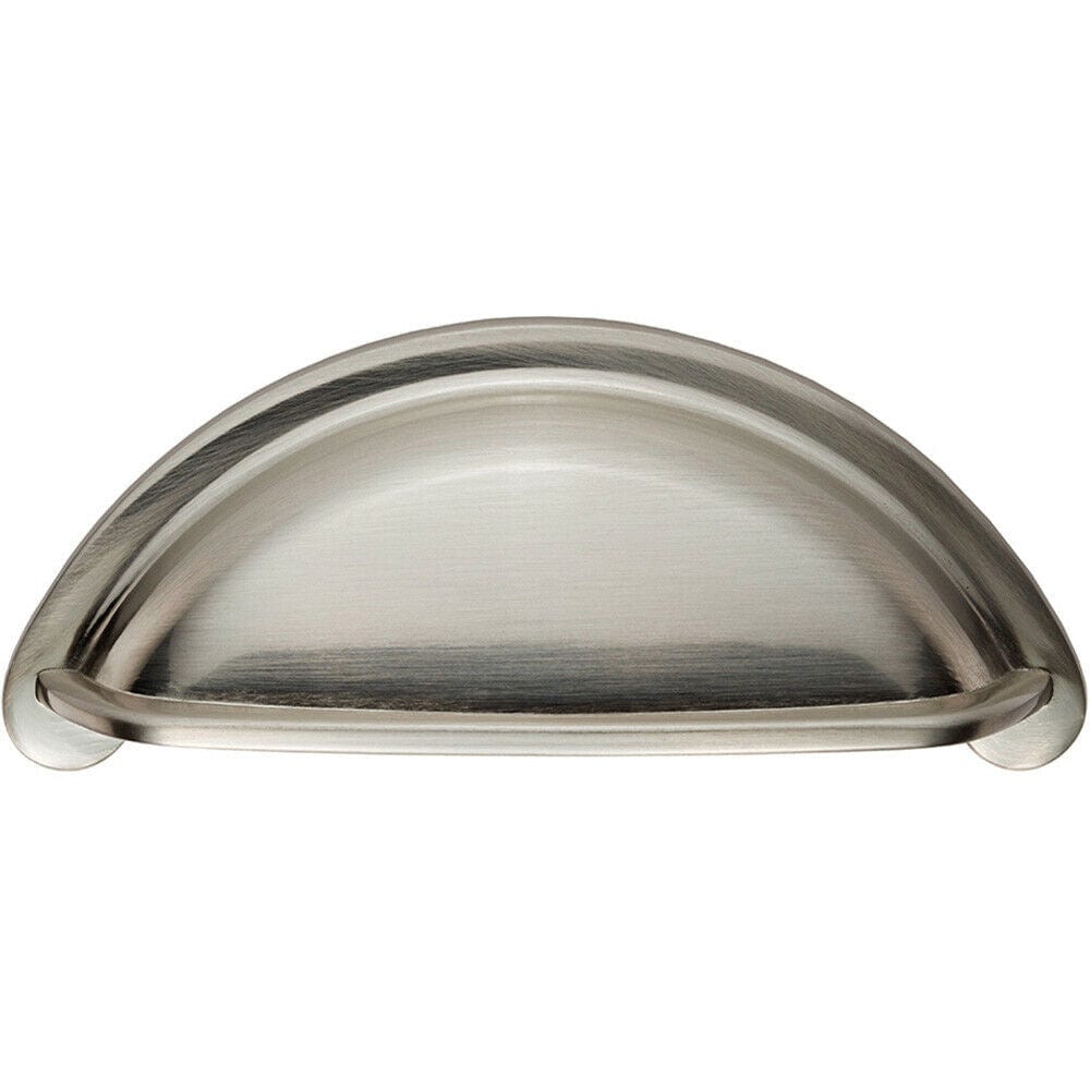 Loops Cabinet Cup Pull Handle 94 x 41.5mm 76mm Fixing Centres Satin Nickel in Metallics