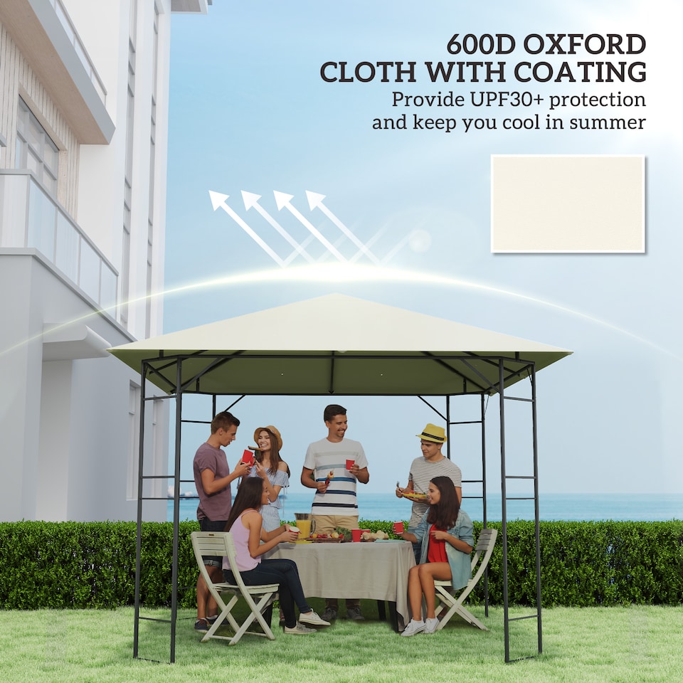 image 1 of Outsunny 3 x 3(m) Gazebo Canopy Replacement Cover, UPF30+, Cream White