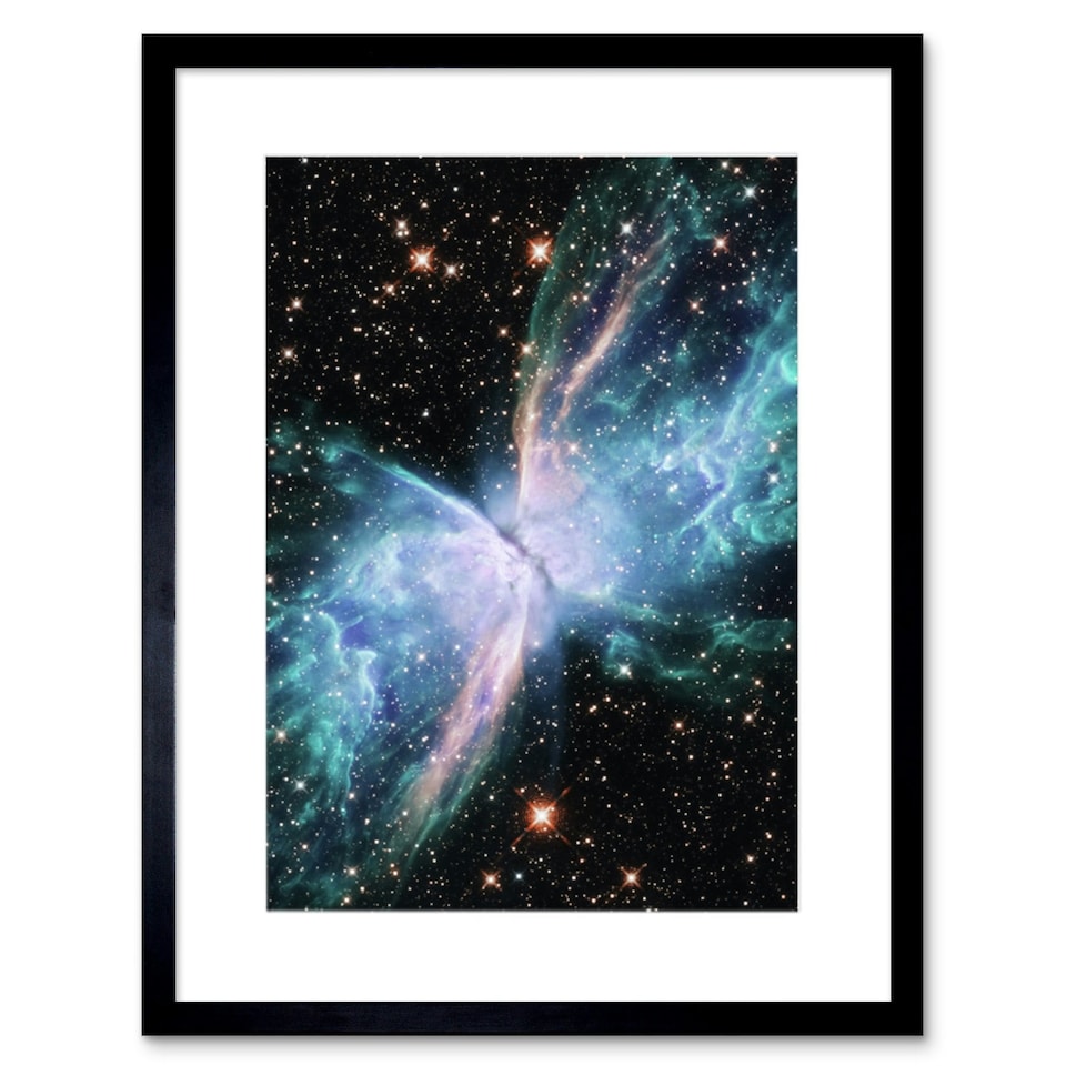 image 1 of Hubble Space Butterfly Nebula Bipolar Galaxy Wings Gas 9x7" Black Framed Wall Art Print