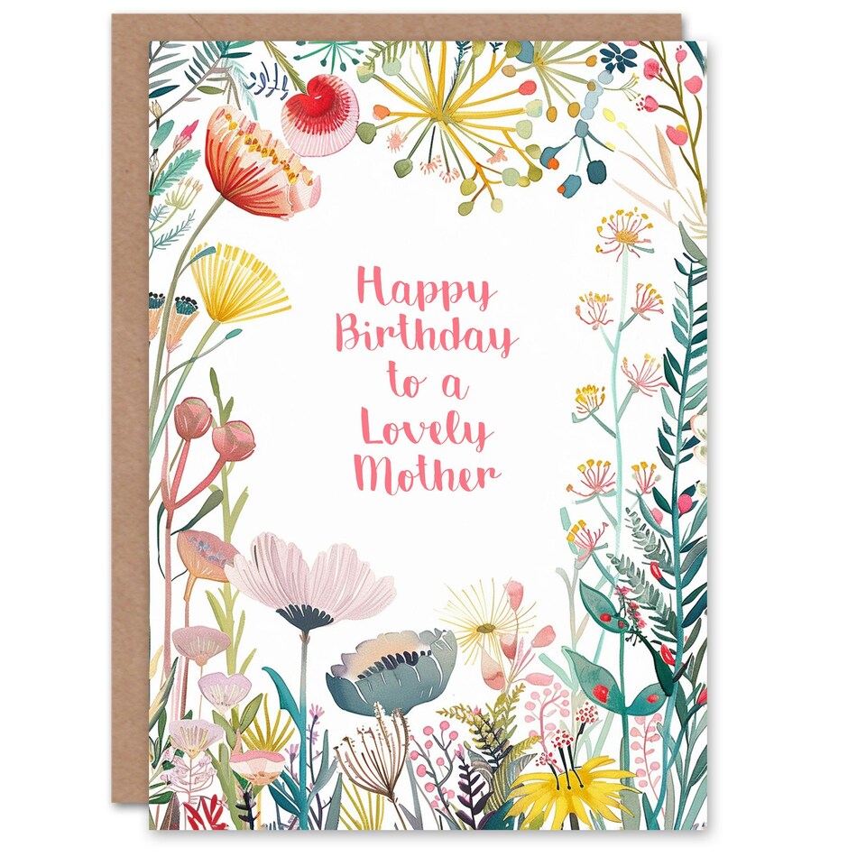 image 1 of Simple Elegant Wildflower Meadow Plants Mother Birthday Card
