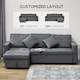 image 6 of HOMCOM Corner Sofa Bed with Storage, 3 Seater Pull Out Sofa Bed, Convertible L Shape Sofa Couch with Reversible Chaise Lounge for Living Room, Dark Grey