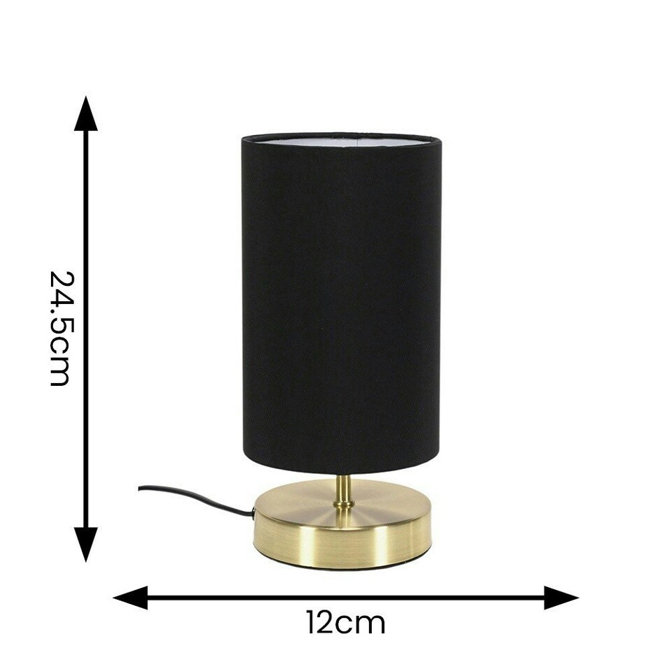 image 1 of ValueLights Pair Francis Gold Touch Table Lamps Black Shades