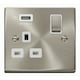 image 1 of SE HOME Satin / Brushed Chrome 1 Gang 13A DP Ingot 1 USB Switched Plug Socket White | Satin Chrome