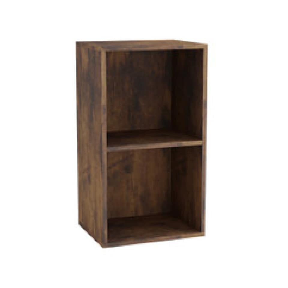 image 1 of Wooden Bookcase Shelving Display Storage Shelf Unit Wood Shelves | Multi | Rustic Brown - 2 Shelf | 1