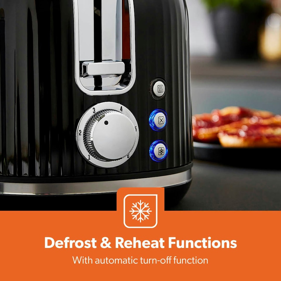 image 1 of GEEPAS 2 Slice Toaster |1000W Black Fluted | Black