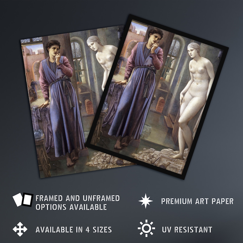 image 1 of Pygmalion and Galatea Vintage Framed Wall Art Print Edward Burne Jones 12x16"