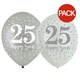 image 2 of Amscan 25th Happy Years Latex Balloon (Pack of 6) - Silver/White - One Size Multi