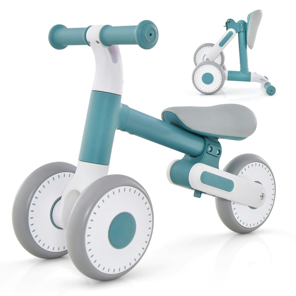 image 1 of COSTWAY Baby Balance Bike 4 Wheels Toddler First Bike Blue