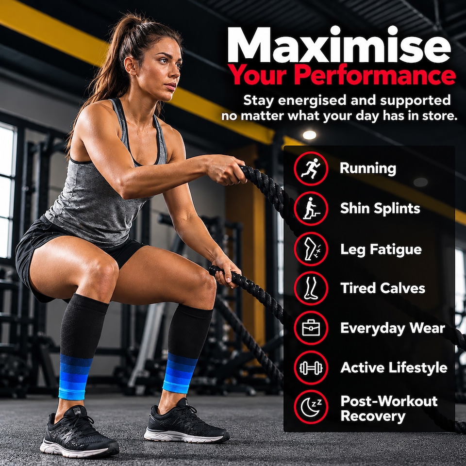 image 1 of aZengear Calf Support Compression Sleeves (Pair) for Women, Men, Running, Shin Splints