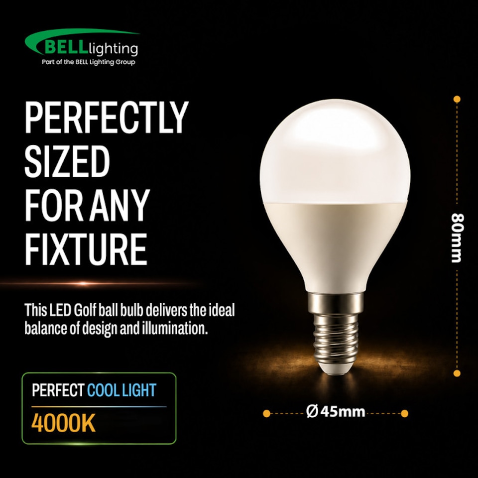image 1 of BELL Lighting E14 SES Dimmable Golf Ball SMD Natural White 4000K 4.7W Energy Saving LED