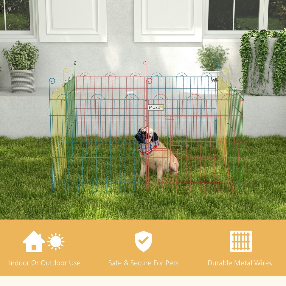 image 1 of PawHut Pet Playpen Dog Puppy Crate Kennel w/ Door, 60H x Φ156cm