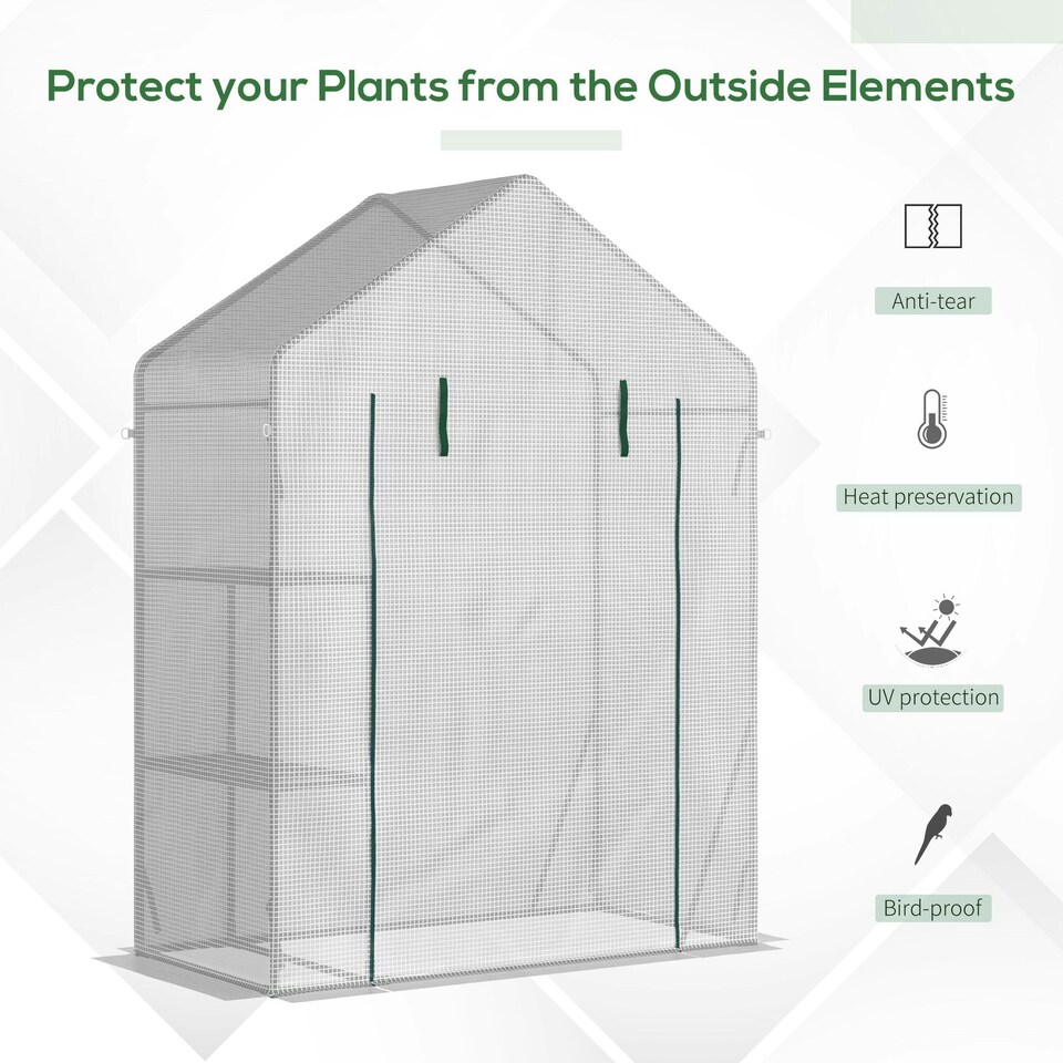 image 1 of Outsunny Greenhouse for Outdoor, Portable Gardening Plant Grow House w/ Shelf