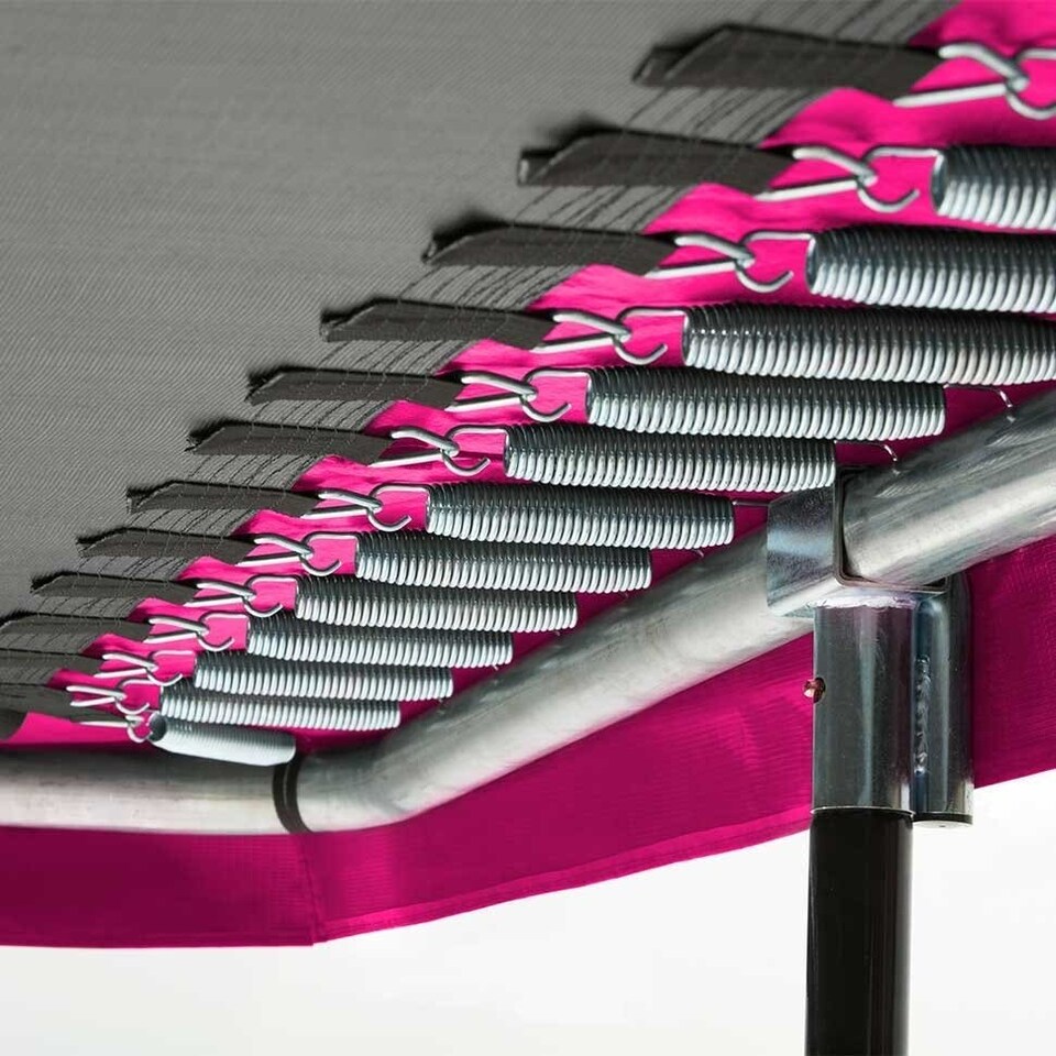 image 1 of 7ft x 5ft Salta Comfort Edition Rectangular Trampoline with Pink Safety Padding and Enclosure