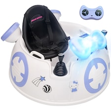 AIYAPLAY Hello Kitty Licensed Kids Bumper Car with Remote Control, 360  Rotation Spin Electric Ride On Waltzer Car with Dual Joysticks, Music, Lights, Safety Belt, for 1.5-5 Years Old, White