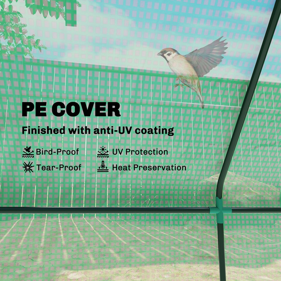 image 1 of Outsunny Portable Small Polytunnel with Mesh Windows, 240x90x90cm