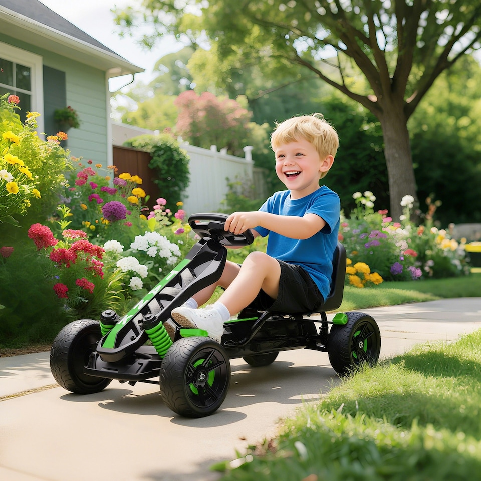 image 1 of AIYAPLAY Pedal Go Kart with Freewheel System, for Ages 3-6 Years, Green