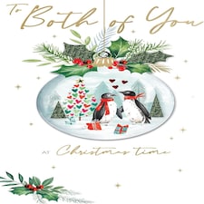 Both Of You Baubles Embellished Christmas Card Hand-Finished