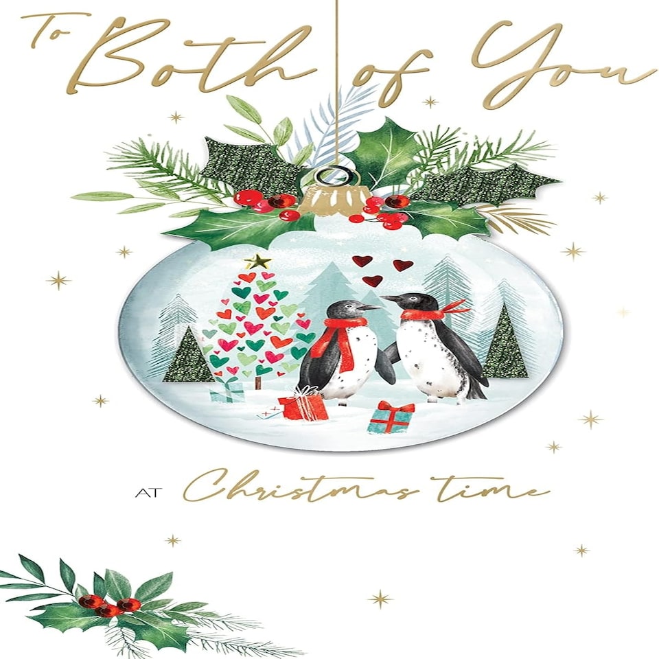 image 1 of Both Of You Baubles Embellished Christmas Card Hand-Finished