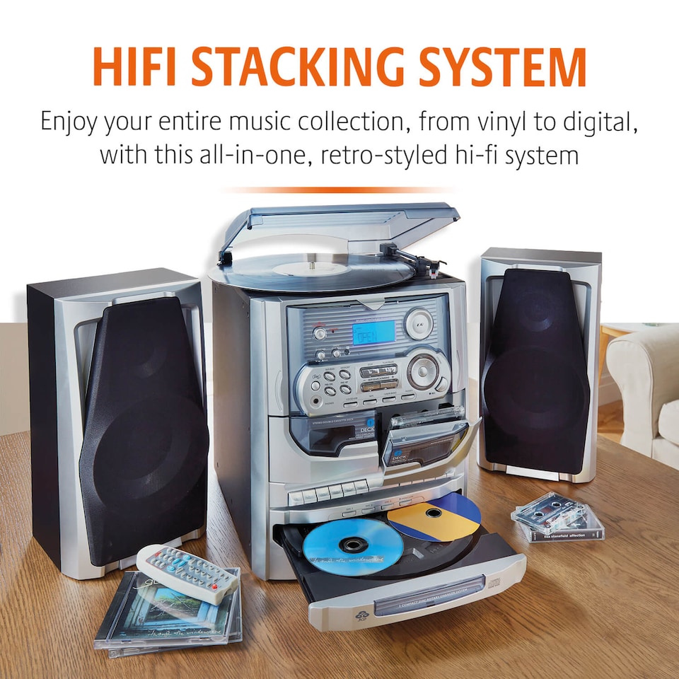 image 1 of Hi Fi Music System Turntable CD Tape USB Record Player With Remote Control