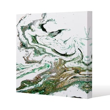 Green & Gold Marble (Canvas Print) / 127 x 127 x 4cm | Multi