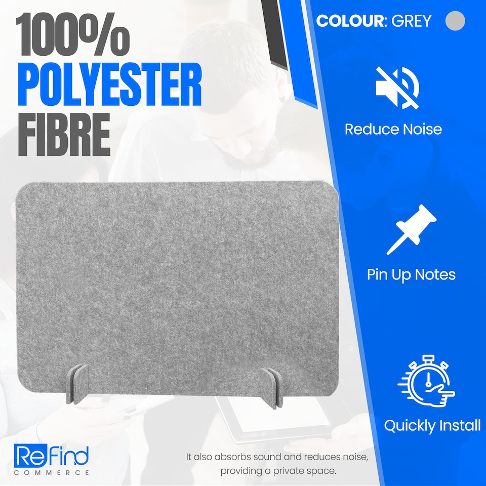 image 1 of Desk Divider Acoustic Panel & Privacy Screen Desk Organizer (50cm x 80cm)