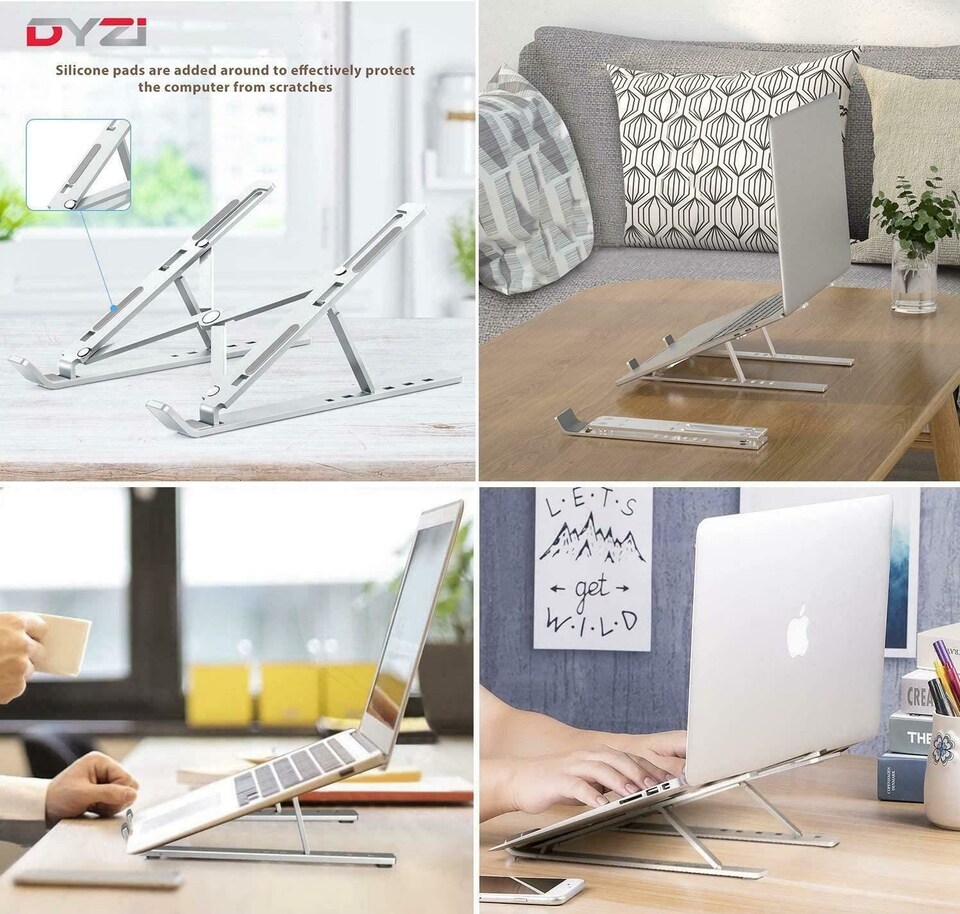 image 1 of Dyzi DYZI Adjustable Aluminium Laptop Stand Ventilated Holder 10 to 15.6 Inch Compatible