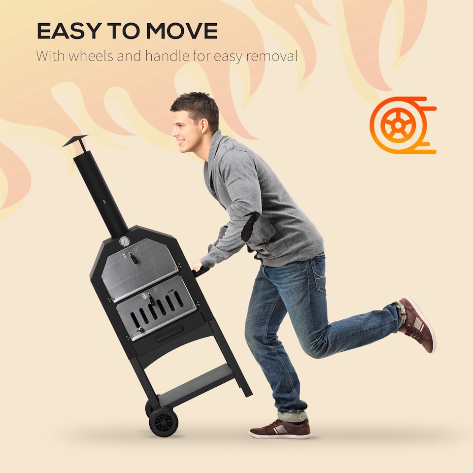 image 1 of Outsunny Charcoal Tall Ovan Pizza Maker BBQ Grill Outdoor Picnic  Thermometer