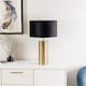 image 2 of ValueLights Lexy Antique Brass Dimmable Table Lamp Black Velvet Shade and Bulb