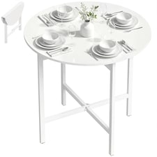 HOMCOM Folding Dining with Steel Frame for Small Spaces, White