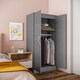 image 2 of HOMCOM High Gloss Wardrobe, 2 Door Wardrobe with Hanging Rod and Storage Shelf, Clothes Storage Organizer with Anti-tipping Design for Bedroom, Grey