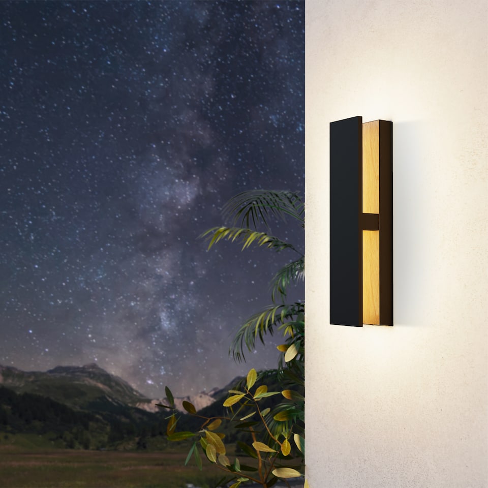 image 1 of EGLO Costorio LED Outdoor Wall Light Black and Brown | White